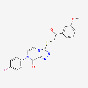 molecular formula C20H15FN4O3S B2660686 7-(4-fluorophenyl)-3-((2-(3-methoxyphenyl)-2-oxoethyl)thio)-[1,2,4]triazolo[4,3-a]pyrazin-8(7H)-one CAS No. 1243009-34-8