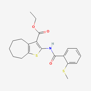 molecular formula C20H23NO3S2 B2660694 ethyl 2-(2-(methylthio)benzamido)-5,6,7,8-tetrahydro-4H-cyclohepta[b]thiophene-3-carboxylate CAS No. 896348-87-1