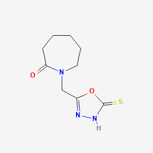 molecular formula C9H13N3O2S B2660695 1-[(5-Sulfanyl-1,3,4-oxadiazol-2-yl)methyl]azepan-2-one CAS No. 790270-76-7