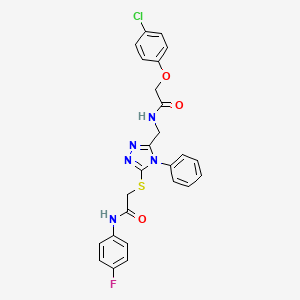 molecular formula C25H21ClFN5O3S B2660700 2-(4-chlorophenoxy)-N-[[5-[2-(4-fluoroanilino)-2-oxoethyl]sulfanyl-4-phenyl-1,2,4-triazol-3-yl]methyl]acetamide CAS No. 394244-84-9