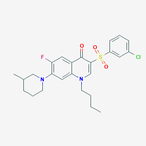 molecular formula C25H28ClFN2O3S B2660701 1-butyl-3-((3-chlorophenyl)sulfonyl)-6-fluoro-7-(3-methylpiperidin-1-yl)quinolin-4(1H)-one CAS No. 892758-57-5
