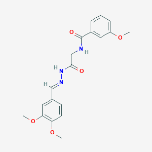 molecular formula C19H21N3O5 B2660704 (E)-N-(2-(2-(3,4-dimethoxybenzylidene)hydrazinyl)-2-oxoethyl)-3-methoxybenzamide CAS No. 391877-99-9