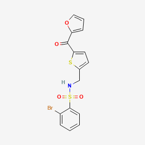 molecular formula C16H12BrNO4S2 B2660708 2-bromo-N-((5-(furan-2-carbonyl)thiophen-2-yl)methyl)benzenesulfonamide CAS No. 1797269-07-8