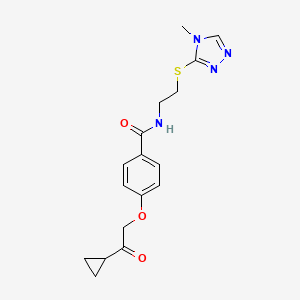 molecular formula C17H20N4O3S B2660722 4-(2-cyclopropyl-2-oxoethoxy)-N-(2-((4-methyl-4H-1,2,4-triazol-3-yl)thio)ethyl)benzamide CAS No. 1251546-58-3