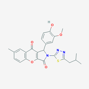 molecular formula C25H23N3O5S B266074 1-(4-Hydroxy-3-methoxyphenyl)-2-(5-isobutyl-1,3,4-thiadiazol-2-yl)-7-methyl-1,2-dihydrochromeno[2,3-c]pyrrole-3,9-dione 