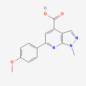 molecular formula C15H13N3O3 B2660759 6-(4-methoxyphenyl)-1-methyl-1H-pyrazolo[3,4-b]pyridine-4-carboxylic acid CAS No. 937598-80-6
