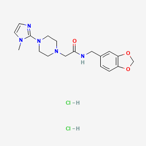 molecular formula C18H25Cl2N5O3 B2660763 N-(benzo[d][1,3]dioxol-5-ylmethyl)-2-(4-(1-methyl-1H-imidazol-2-yl)piperazin-1-yl)acetamide dihydrochloride CAS No. 1351657-78-7