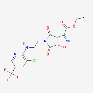 molecular formula C16H14ClF3N4O5 B2660767 ethyl 5-(2-{[3-chloro-5-(trifluoromethyl)-2-pyridinyl]amino}ethyl)-4,6-dioxo-4,5,6,6a-tetrahydro-3aH-pyrrolo[3,4-d]isoxazole-3-carboxylate CAS No. 339096-68-3