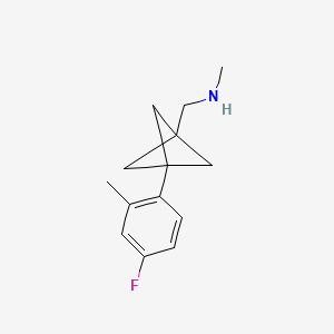 molecular formula C14H18FN B2660780 1-[3-(4-Fluoro-2-methylphenyl)-1-bicyclo[1.1.1]pentanyl]-N-methylmethanamine CAS No. 2287310-46-5