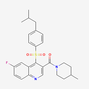 molecular formula C26H29FN2O3S B2660793 (6-氟-4-((4-异丁基苯基)磺酰基)喹啉-3-基)(4-甲基哌嗪-1-基)甲酮 CAS No. 1112363-89-9