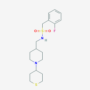 molecular formula C18H27FN2O2S2 B2660799 1-(2-fluorophenyl)-N-((1-(tetrahydro-2H-thiopyran-4-yl)piperidin-4-yl)methyl)methanesulfonamide CAS No. 2034260-77-8