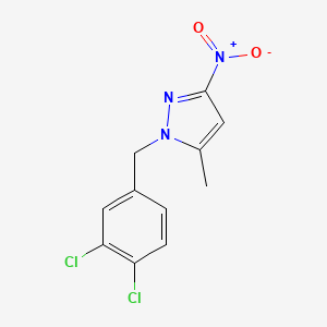 molecular formula C11H9Cl2N3O2 B2660807 1-[(3,4-Dichlorophenyl)methyl]-5-methyl-3-nitropyrazole CAS No. 957310-33-7
