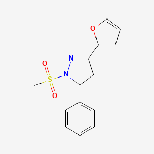 molecular formula C14H14N2O3S B2660810 3-(furan-2-yl)-1-(methylsulfonyl)-5-phenyl-4,5-dihydro-1H-pyrazole CAS No. 799782-13-1