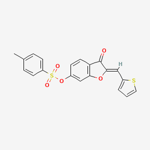 molecular formula C20H14O5S2 B2660824 (Z)-3-oxo-2-(thiophen-2-ylmethylene)-2,3-dihydrobenzofuran-6-yl 4-methylbenzenesulfonate CAS No. 929412-13-5