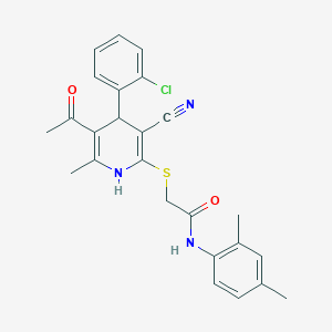 molecular formula C25H24ClN3O2S B2660831 2-{[5-acetyl-4-(2-chlorophenyl)-3-cyano-6-methyl-1,4-dihydropyridin-2-yl]sulfanyl}-N-(2,4-dimethylphenyl)acetamide CAS No. 309732-29-4