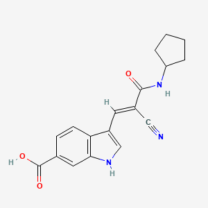 B2660858 3-[(E)-2-Cyano-3-(cyclopentylamino)-3-oxoprop-1-enyl]-1H-indole-6-carboxylic acid CAS No. 2173619-23-1