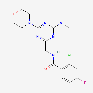 B2660861 2-chloro-N-((4-(dimethylamino)-6-morpholino-1,3,5-triazin-2-yl)methyl)-4-fluorobenzamide CAS No. 2034407-98-0