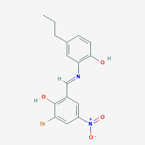 B2660876 2-bromo-6-{(E)-[(2-hydroxy-5-propylphenyl)imino]methyl}-4-nitrophenol CAS No. 328580-21-8