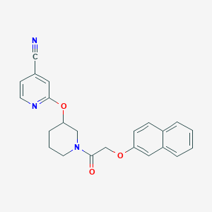 molecular formula C23H21N3O3 B2660890 2-((1-(2-(Naphthalen-2-yloxy)acetyl)piperidin-3-yl)oxy)isonicotinonitrile CAS No. 2034498-73-0
