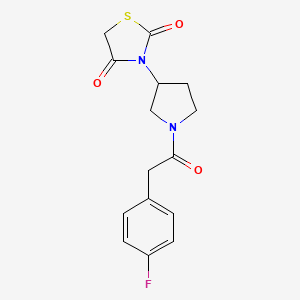 molecular formula C15H15FN2O3S B2660893 3-(1-(2-(4-氟苯基)乙酰)吡咯啉-3-基)噻唑烷-2,4-二酮 CAS No. 1788680-86-3