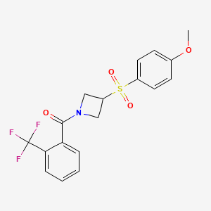 molecular formula C18H16F3NO4S B2660900 (3-((4-Methoxyphenyl)sulfonyl)azetidin-1-yl)(2-(trifluoromethyl)phenyl)methanone CAS No. 1797885-04-1