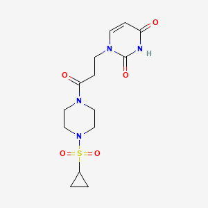 molecular formula C14H20N4O5S B2660902 1-(3-(4-(cyclopropylsulfonyl)piperazin-1-yl)-3-oxopropyl)pyrimidine-2,4(1H,3H)-dione CAS No. 1219844-38-8