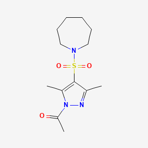 molecular formula C13H21N3O3S B2660906 1-(4-(azepan-1-ylsulfonyl)-3,5-dimethyl-1H-pyrazol-1-yl)ethanone CAS No. 1019105-73-7