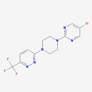 molecular formula C13H12BrF3N6 B2660913 3-[4-(5-Bromopyrimidin-2-yl)piperazin-1-yl]-6-(trifluoromethyl)pyridazine CAS No. 2380071-92-9