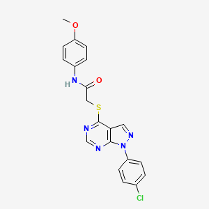 molecular formula C20H16ClN5O2S B2660921 2-((1-(4-chlorophenyl)-1H-pyrazolo[3,4-d]pyrimidin-4-yl)thio)-N-(4-methoxyphenyl)acetamide CAS No. 573931-99-4