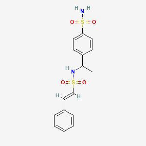 molecular formula C16H18N2O4S2 B2660926 4-[1-[[(E)-2-Phenylethenyl]sulfonylamino]ethyl]benzenesulfonamide CAS No. 1090743-39-7