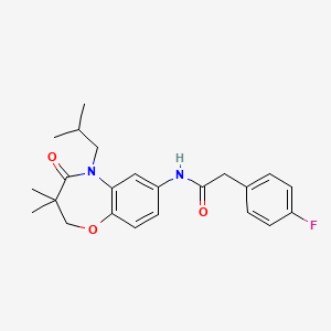 B2660943 2-(4-fluorophenyl)-N-(5-isobutyl-3,3-dimethyl-4-oxo-2,3,4,5-tetrahydrobenzo[b][1,4]oxazepin-7-yl)acetamide CAS No. 921565-61-9