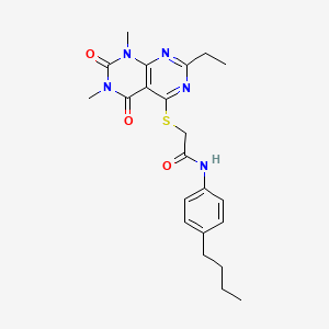 molecular formula C22H27N5O3S B2660952 N-(4-丁基苯基)-2-((2-乙基-6,8-二甲基-5,7-二氧代-5,6,7,8-四氢嘧啶-4-基)硫)乙酰胺 CAS No. 852169-56-3