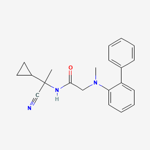 molecular formula C21H23N3O B2660969 2-({[1,1'-biphenyl]-2-yl}(methyl)amino)-N-(1-cyano-1-cyclopropylethyl)acetamide CAS No. 1424486-16-7