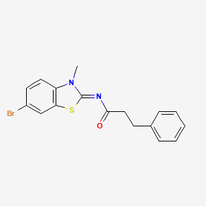 N-(6-bromo-3-methyl-1,3-benzothiazol-2-ylidene)-3-phenylpropanamide
