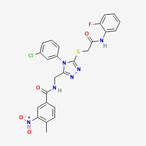 molecular formula C25H20ClFN6O4S B2660979 N-[[4-(3-chlorophenyl)-5-[2-(2-fluoroanilino)-2-oxoethyl]sulfanyl-1,2,4-triazol-3-yl]methyl]-4-methyl-3-nitrobenzamide CAS No. 391941-02-9