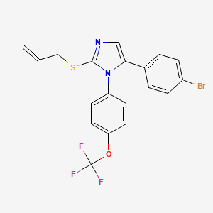 molecular formula C19H14BrF3N2OS B2660981 2-(allylthio)-5-(4-bromophenyl)-1-(4-(trifluoromethoxy)phenyl)-1H-imidazole CAS No. 1226429-50-0