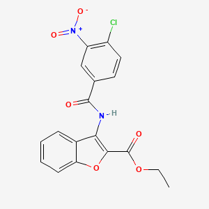molecular formula C18H13ClN2O6 B2660987 Ethyl 3-(4-chloro-3-nitrobenzamido)benzofuran-2-carboxylate CAS No. 887888-63-3