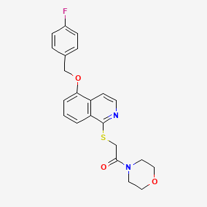 molecular formula C22H21FN2O3S B2660990 2-((5-((4-Fluorobenzyl)oxy)isoquinolin-1-yl)thio)-1-morpholinoethanone CAS No. 1203378-62-4