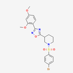 molecular formula C21H22BrN3O5S B2660994 1-[(4-Bromophenyl)sulfonyl]-3-[3-(2,4-dimethoxyphenyl)-1,2,4-oxadiazol-5-yl]piperidine CAS No. 1031600-66-4