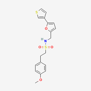 molecular formula C18H19NO4S2 B2661008 2-(4-methoxyphenyl)-N-((5-(thiophen-3-yl)furan-2-yl)methyl)ethanesulfonamide CAS No. 2034596-02-4