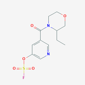 molecular formula C12H15FN2O5S B2661016 3-Ethyl-4-(5-fluorosulfonyloxypyridine-3-carbonyl)morpholine CAS No. 2418731-61-8
