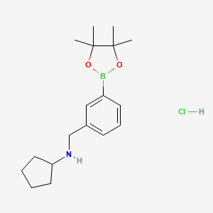 molecular formula C18H29BClNO2 B2661020 3-(N-Cyclopentylaminomethyl)phenylboronic acid, pinacol ester, HCl CAS No. 2096330-09-3