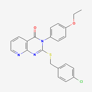 molecular formula C22H18ClN3O2S B2661022 2-((4-chlorobenzyl)thio)-3-(4-ethoxyphenyl)pyrido[2,3-d]pyrimidin-4(3H)-one CAS No. 902949-54-6