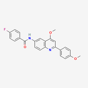 molecular formula C24H19FN2O3 B2661028 4-fluoro-N-(4-methoxy-2-(4-methoxyphenyl)quinolin-6-yl)benzamide CAS No. 1358422-21-5