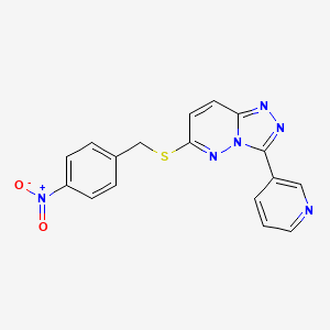 molecular formula C17H12N6O2S B2661032 6-((4-Nitrobenzyl)thio)-3-(pyridin-3-yl)-[1,2,4]triazolo[4,3-b]pyridazine CAS No. 893130-62-6