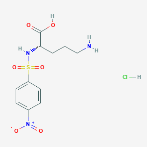 molecular formula C11H16ClN3O6S B2661045 (2S)-5-Amino-2-[(4-nitrophenyl)sulfonylamino]pentanoic acid;hydrochloride CAS No. 2287248-92-2