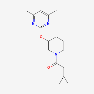 molecular formula C16H23N3O2 B2661057 2-Cyclopropyl-1-(3-((4,6-dimethylpyrimidin-2-yl)oxy)piperidin-1-yl)ethanone CAS No. 2097896-77-8