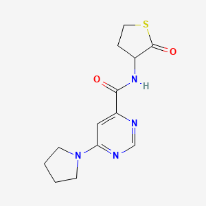 molecular formula C13H16N4O2S B2661072 N-(2-oxotetrahydrothiophen-3-yl)-6-(pyrrolidin-1-yl)pyrimidine-4-carboxamide CAS No. 2034365-23-4
