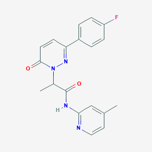 molecular formula C19H17FN4O2 B2661076 2-(3-(4-fluorophenyl)-6-oxopyridazin-1(6H)-yl)-N-(4-methylpyridin-2-yl)propanamide CAS No. 1235654-35-9