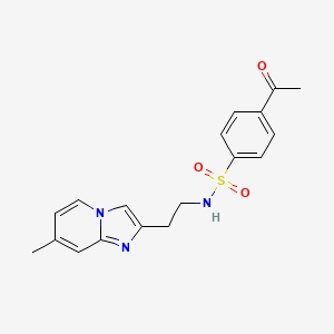 molecular formula C18H19N3O3S B2661091 4-acetyl-N-(2-(7-methylimidazo[1,2-a]pyridin-2-yl)ethyl)benzenesulfonamide CAS No. 868978-78-3